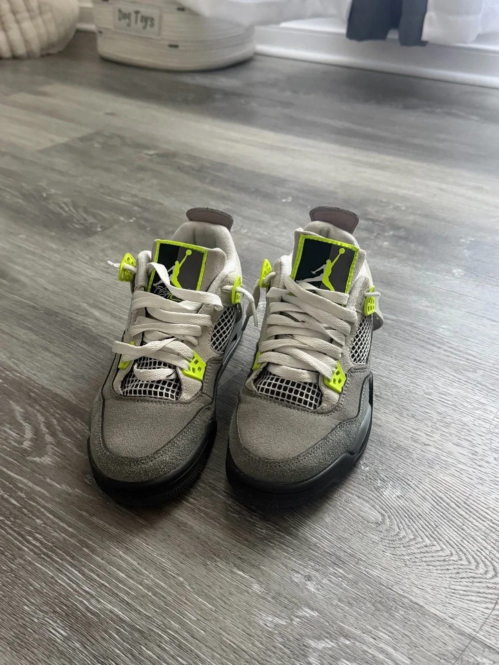 Jordan Men’s Sneakers in Grey with Neon Yellow Accents